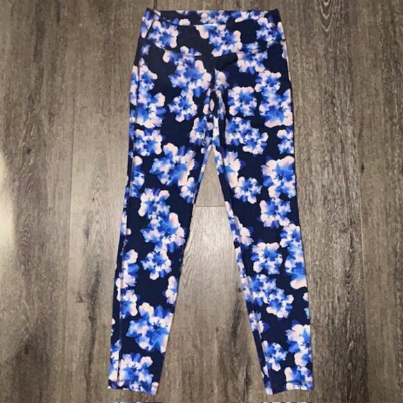 OLD NAVY ACTIVE GO-DRY LEGGING YOGA PANT ACTIVEWEAR MEDIUM MEDIUM M FLORAL - Picture 1 of 3